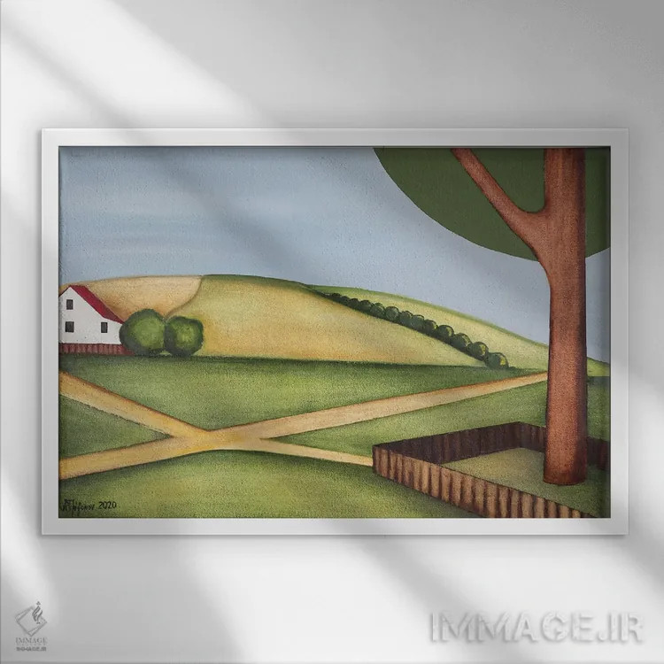 تابلو تپهها اثر الکساندر تریفونوف - نمای قابدار سفید