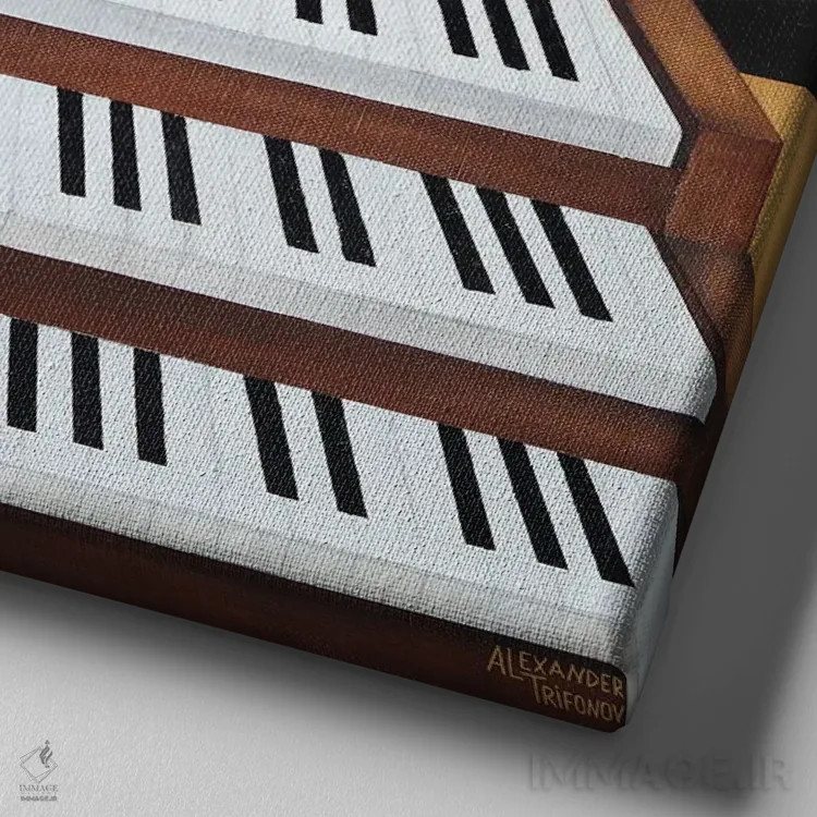 تابلو ارگ (ساز موسیقی) اثر الکساندر تریفونوف - نمای نزدیک بافت بوم