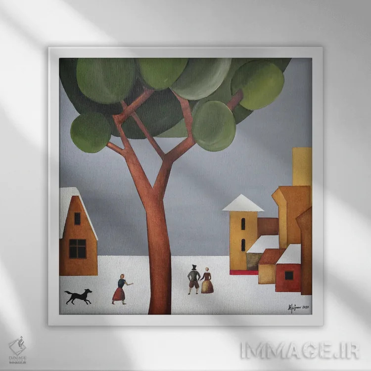 تابلو زمان زمستان اثر الکساندر تریفونوف - نمای قابدار سفید