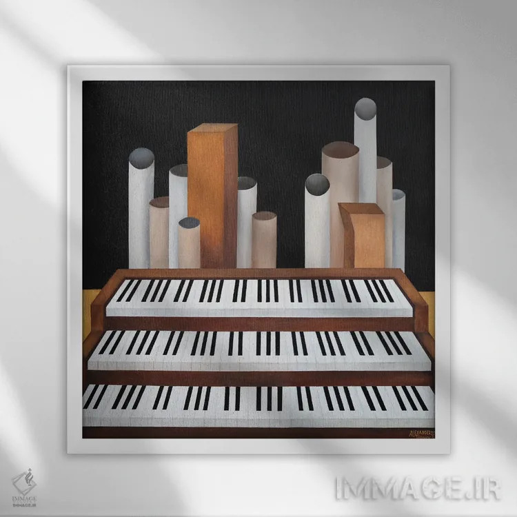 تابلو ارگ (ساز موسیقی) اثر الکساندر تریفونوف - نمای قابدار سفید