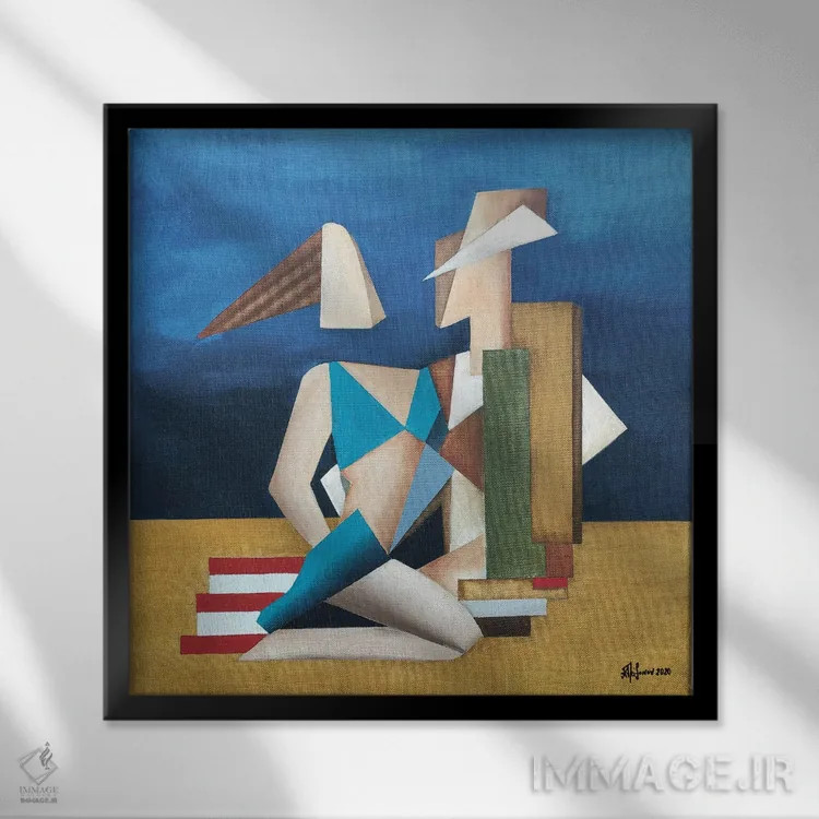 تابلو در ساحل اثر الکساندر تریفونوف - نمای قابدار مشکی