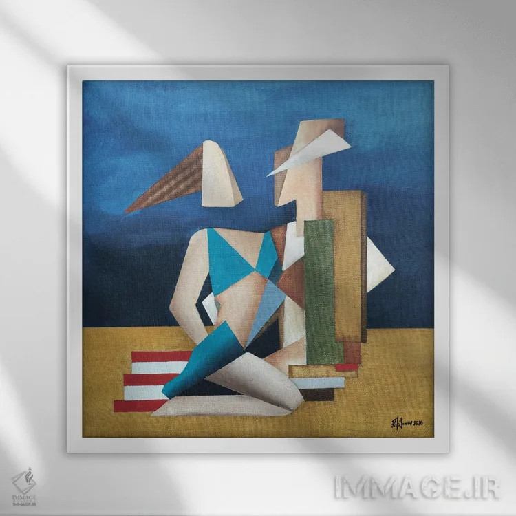 تابلو در ساحل اثر الکساندر تریفونوف - نمای قابدار سفید