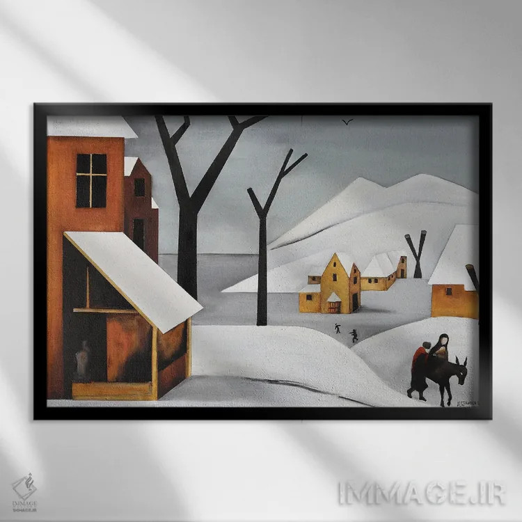 تابلو فرار به مصر (موضوع معنویتی) اثر الکساندر تریفونوف - نمای قابدار مشکی