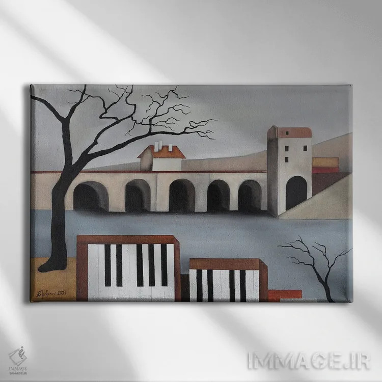 تابلو پل موسیقی اثر الکساندر تریفونوف - نمای روبهرو روی دیوار