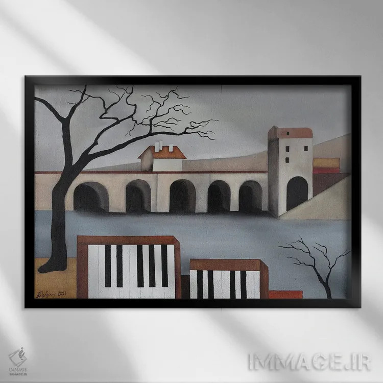 تابلو پل موسیقی اثر الکساندر تریفونوف - نمای قابدار مشکی