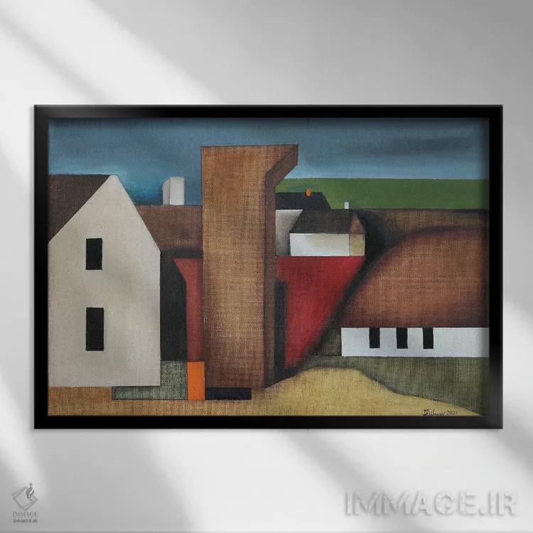 تابلو منظره شبیه سزان (نقاش فرانسوی) اثر الکساندر تریفونوف - نمای قابدار مشکی