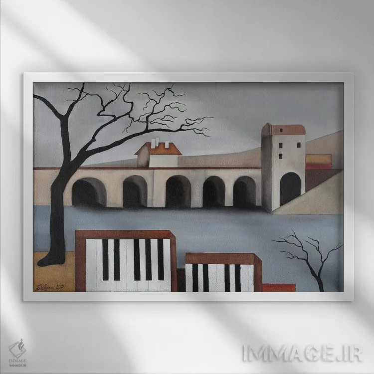 تابلو پل موسیقی اثر الکساندر تریفونوف - نمای قابدار سفید