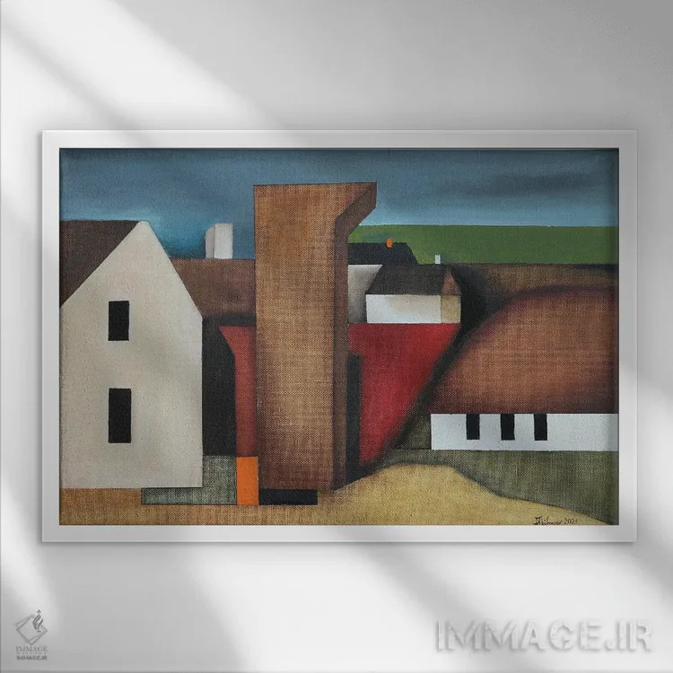 تابلو منظره شبیه سزان (نقاش فرانسوی) اثر الکساندر تریفونوف - نمای قابدار سفید