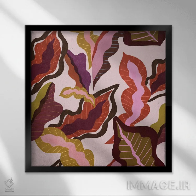 تابلو برگهای پراناکان (سبک/فرهنگ جنوب شرق آسیا) اثر آرتی گوآوا - نمای قابدار مشکی