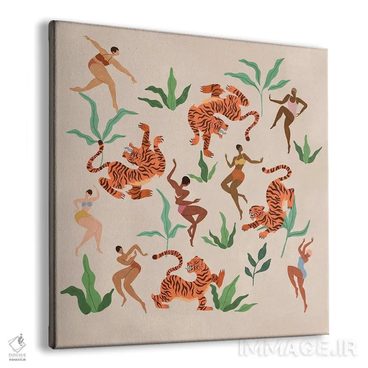 تابلو رقصیدن با ببرها اثر آرتی گوآوا - نمای پرسپکتیو محصول