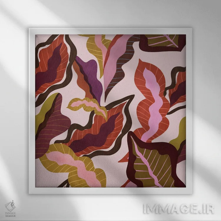 تابلو برگهای پراناکان (سبک/فرهنگ جنوب شرق آسیا) اثر آرتی گوآوا - نمای قابدار سفید