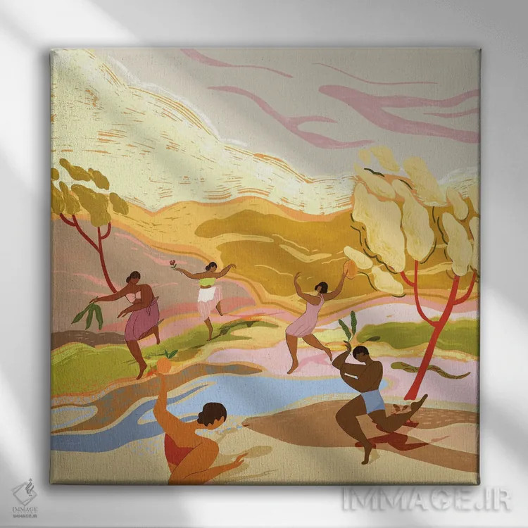 تابلو رقص در بهشت اثر آرتی گوآوا - نمای روبهرو روی دیوار