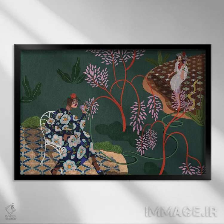 تابلو باغ شایعات اثر آرتی گوآوا - نمای قابدار مشکی
