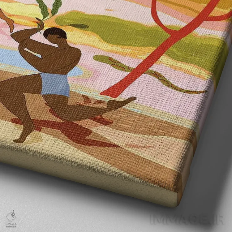 تابلو رقص در بهشت اثر آرتی گوآوا - نمای نزدیک بافت بوم