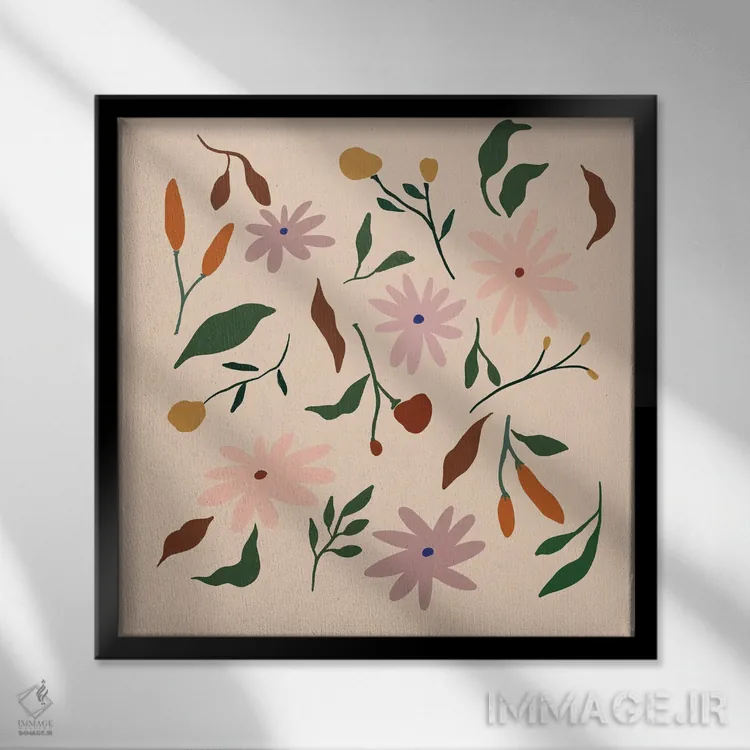 تابلو طرح گلدار اثر آرتی گوآوا - نمای قابدار مشکی