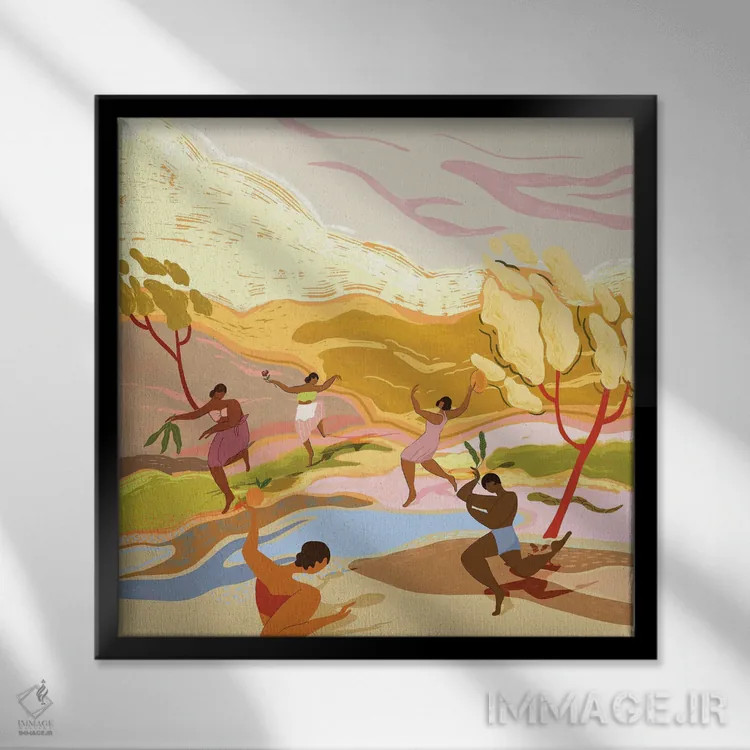 تابلو رقص در بهشت اثر آرتی گوآوا - نمای قابدار مشکی