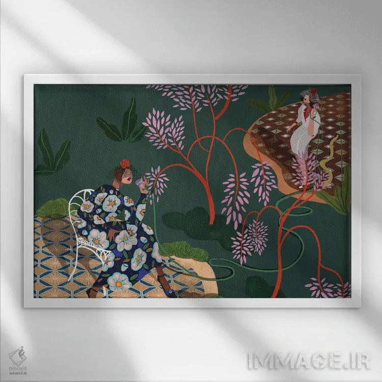 تابلو باغ شایعات اثر آرتی گوآوا - نمای قابدار سفید