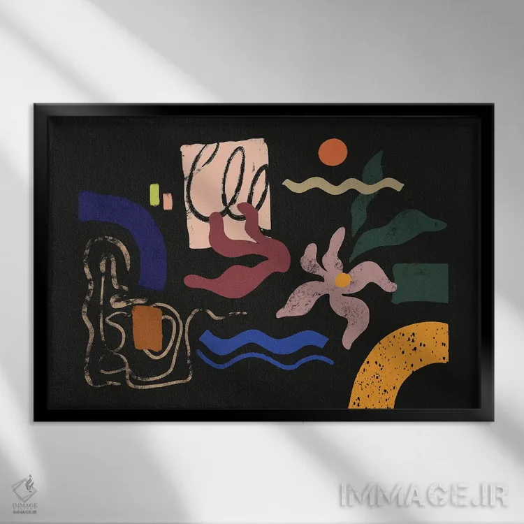 تابلو طرح گلدار انتزاعی اثر آرتی گوآوا - نمای قابدار مشکی