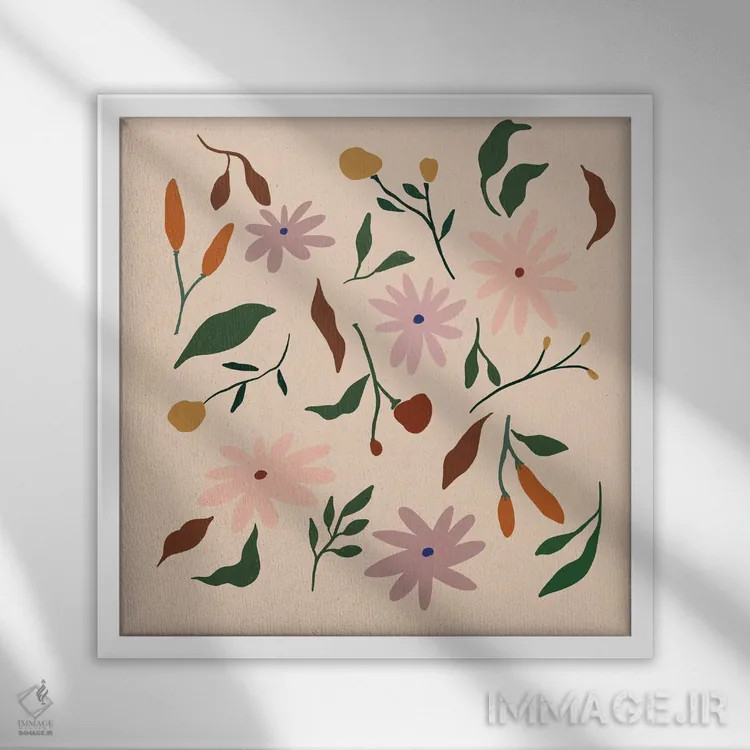 تابلو طرح گلدار اثر آرتی گوآوا - نمای قابدار سفید