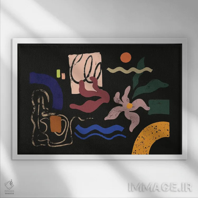 تابلو طرح گلدار انتزاعی اثر آرتی گوآوا - نمای قابدار سفید