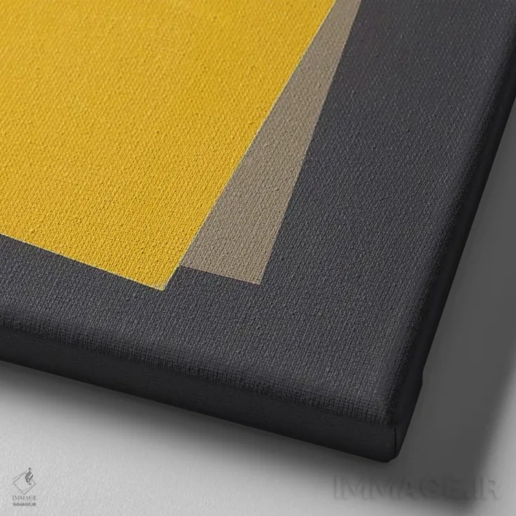 تابلو هستهٔ طبیعی زرد (طرح هندسی) اثر اِیوری تیلمن - نمای نزدیک بافت بوم