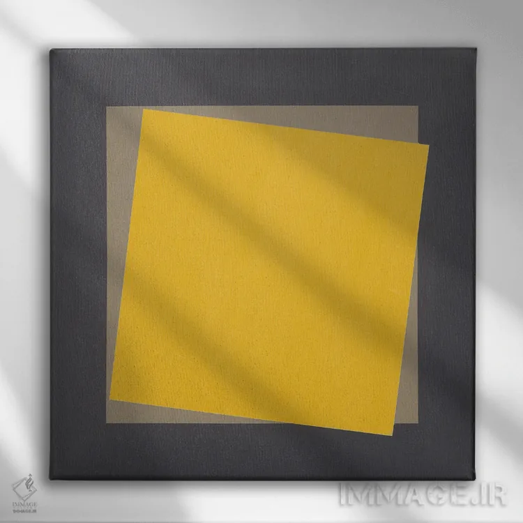 تابلو هستهٔ طبیعی زرد (طرح هندسی) اثر اِیوری تیلمن - نمای روبهرو روی دیوار