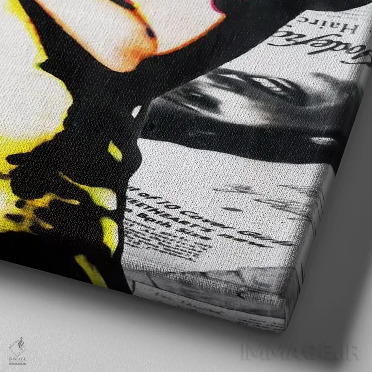 تابلو فکر کنم دارم دیجیتال میشوم اثر آنی ترازو - نمای نزدیک بافت بوم