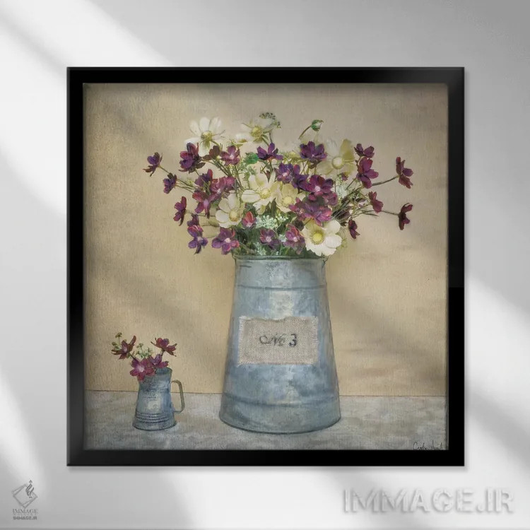 تابلو گل مروارید آلویی اثر کریستین آتریا - نمای قابدار مشکی