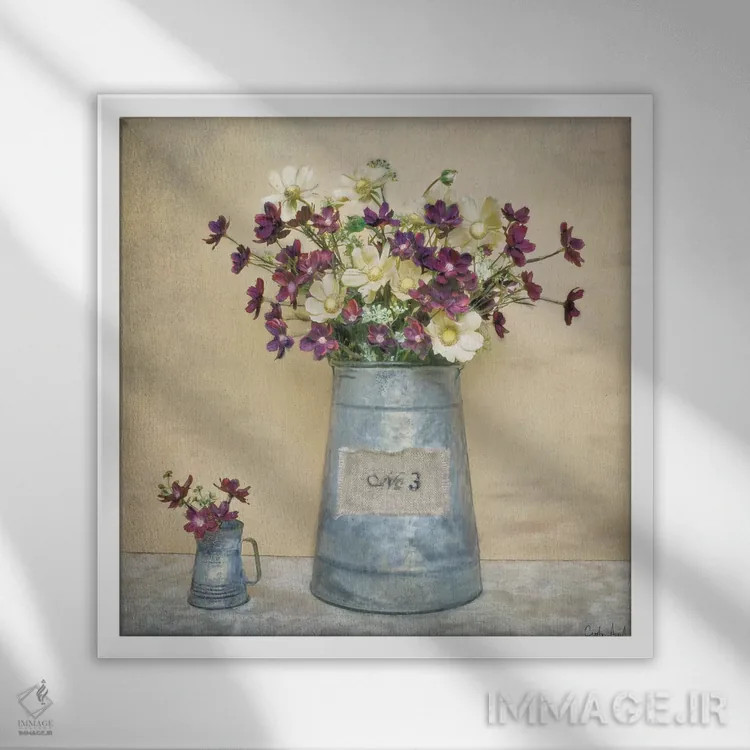 تابلو گل مروارید آلویی اثر کریستین آتریا - نمای قابدار سفید