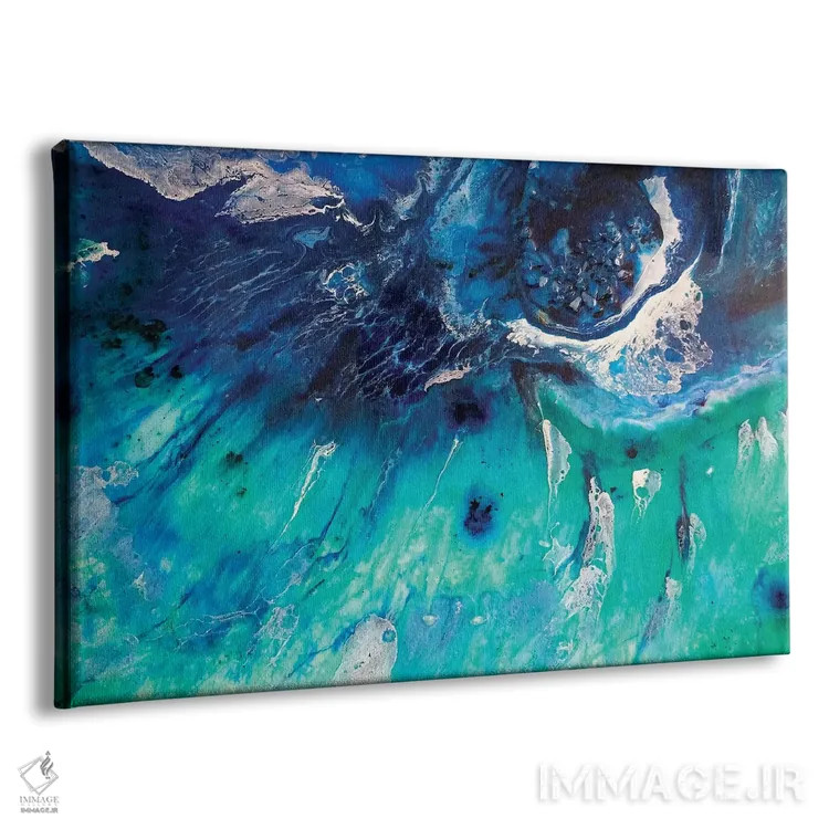 تابلو موجسواری باندای سبز آبی اثر آنتوانل - نمای پرسپکتیو محصول