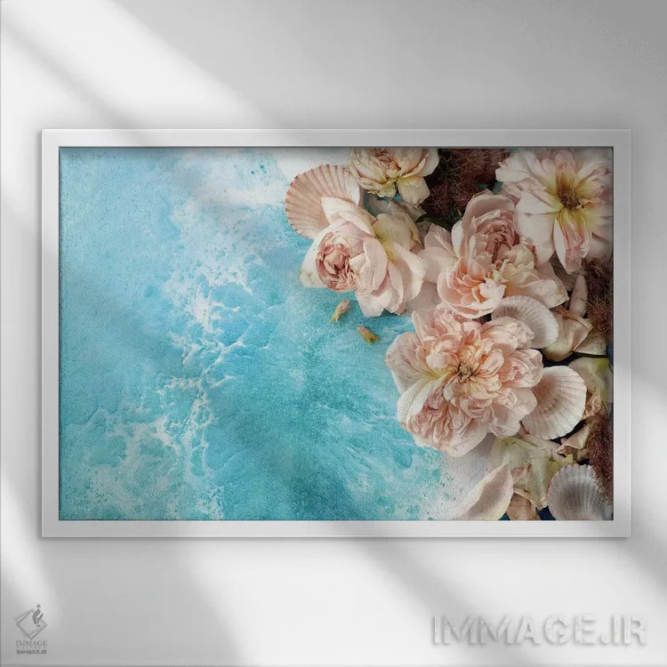 تابلو قدرت گلها (جنبش هیپی) اثر آنتوانل - نمای قابدار سفید