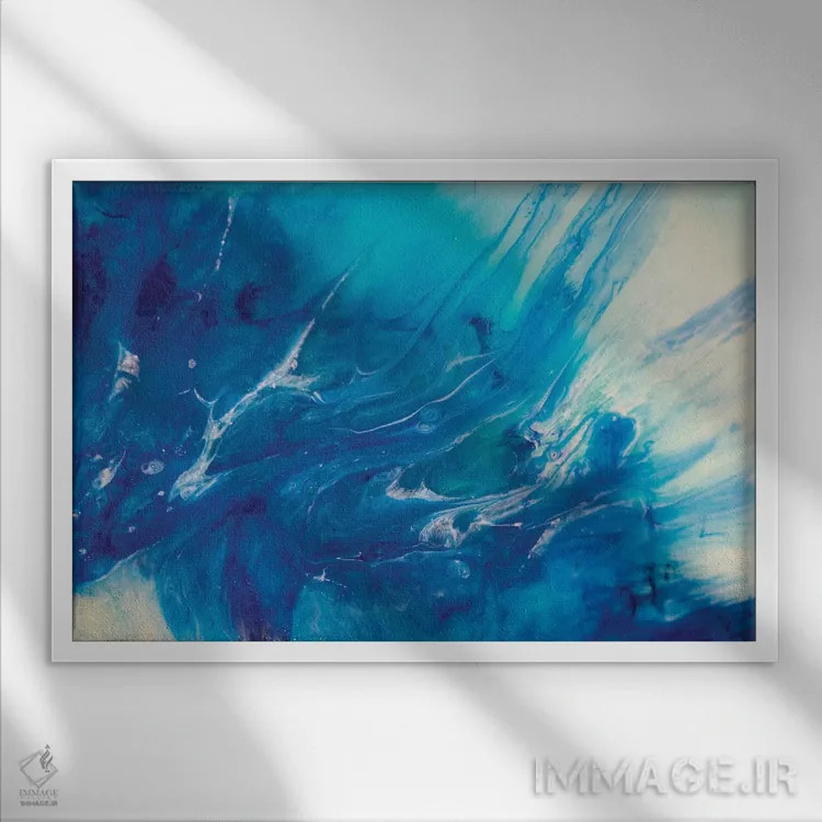 تابلو درخشش ساحل طلایی اثر آنتوانل - نمای قابدار سفید