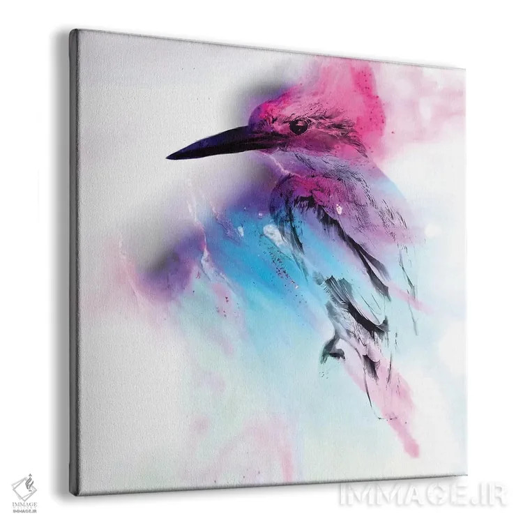 تابلو پرندهٔ صورتی و آبی اثر آنتوانل - نمای پرسپکتیو محصول