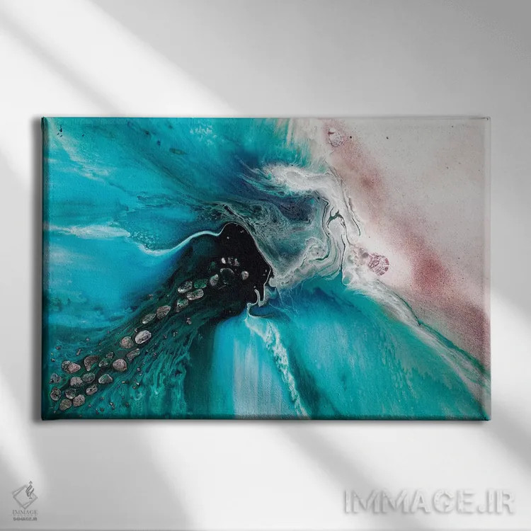 تابلو برخاستن صورتی و سبز اثر آنتوانل - نمای روبهرو روی دیوار