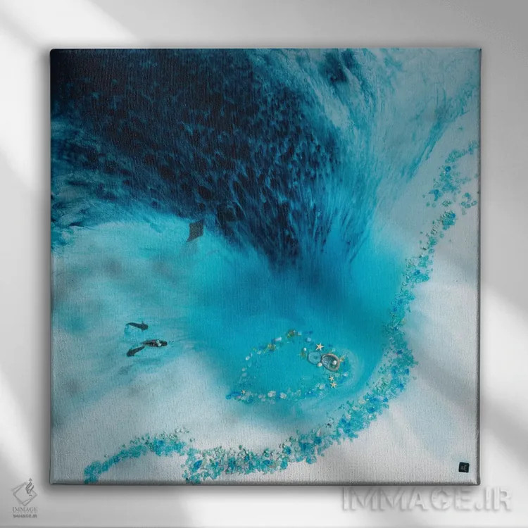 تابلو تالاب آبی اثر آنتوانل - نمای روبهرو روی دیوار