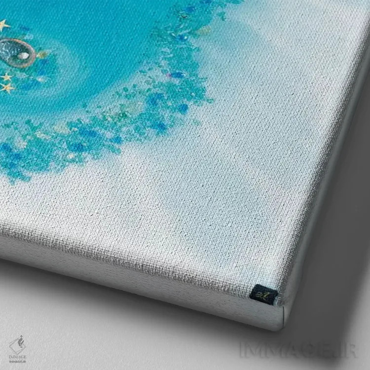 تابلو تالاب آبی اثر آنتوانل - نمای نزدیک بافت بوم