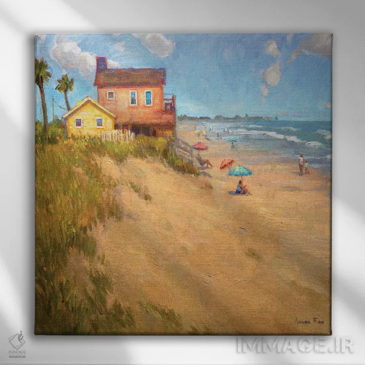 تابلو آرامش ساحلی اثر آرونا رائو - نمای روبهرو روی دیوار