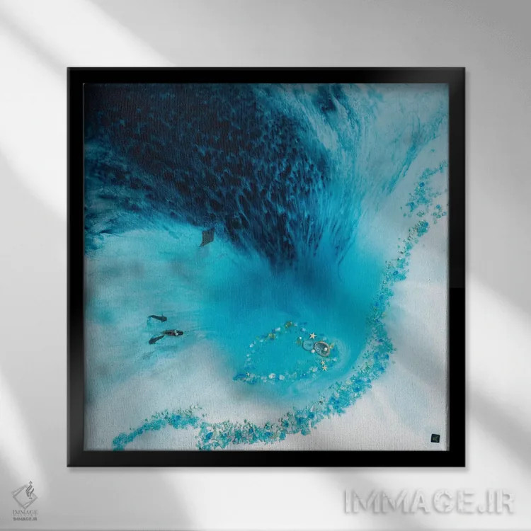 تابلو تالاب آبی اثر آنتوانل - نمای قابدار مشکی