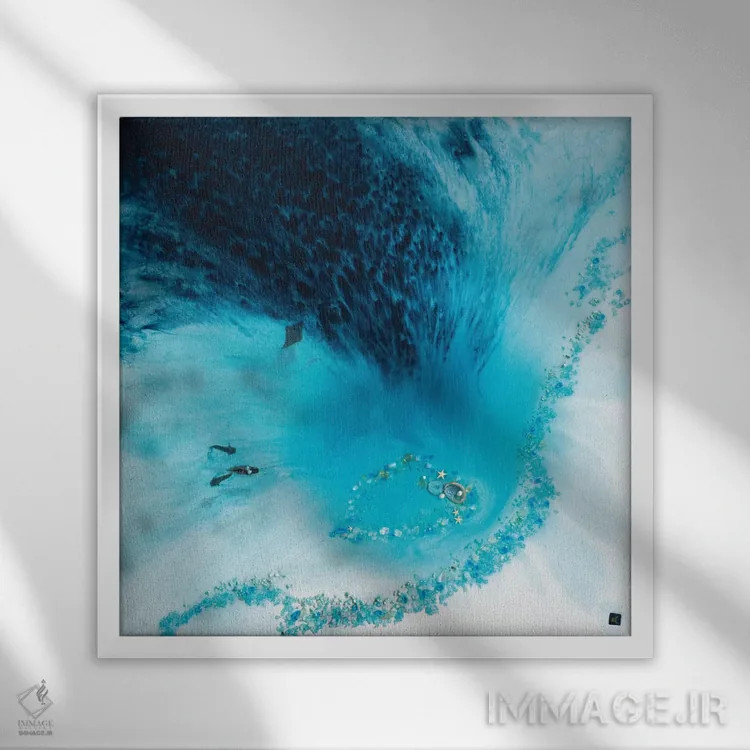 تابلو تالاب آبی اثر آنتوانل - نمای قابدار سفید