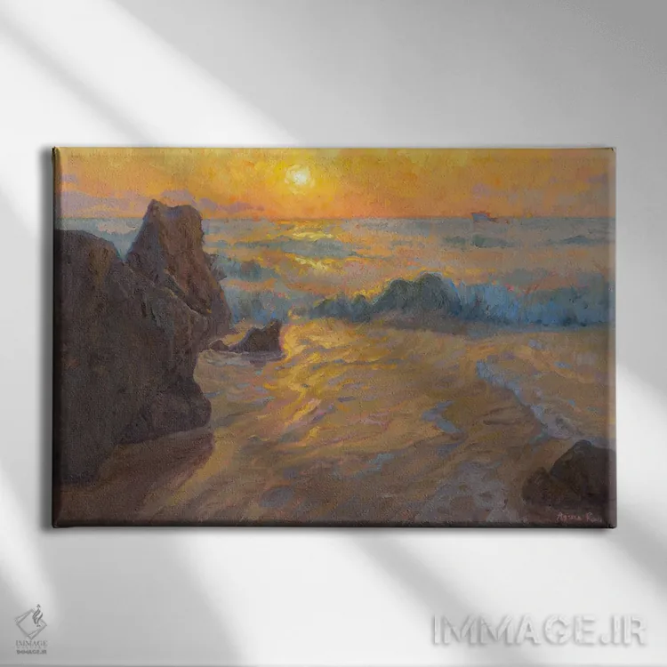 تابلو شور و شوق طلایی اثر آرونا رائو - نمای روبهرو روی دیوار