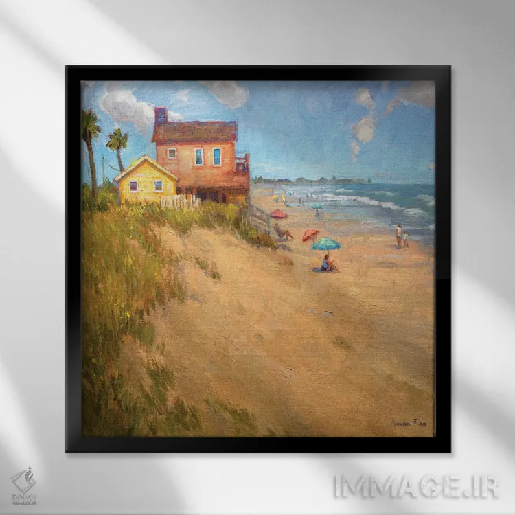 تابلو آرامش ساحلی اثر آرونا رائو - نمای قابدار مشکی