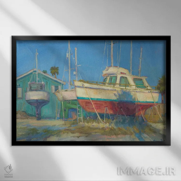 تابلو زبان قایقها (اصطلاحات قایقرانی) اثر آرونا رائو - نمای قابدار مشکی