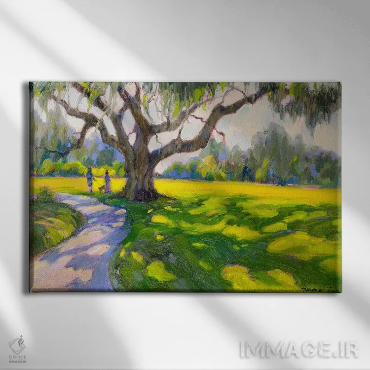 تابلو پنجاه طیف سبز اثر آرونا رائو - نمای روبهرو روی دیوار