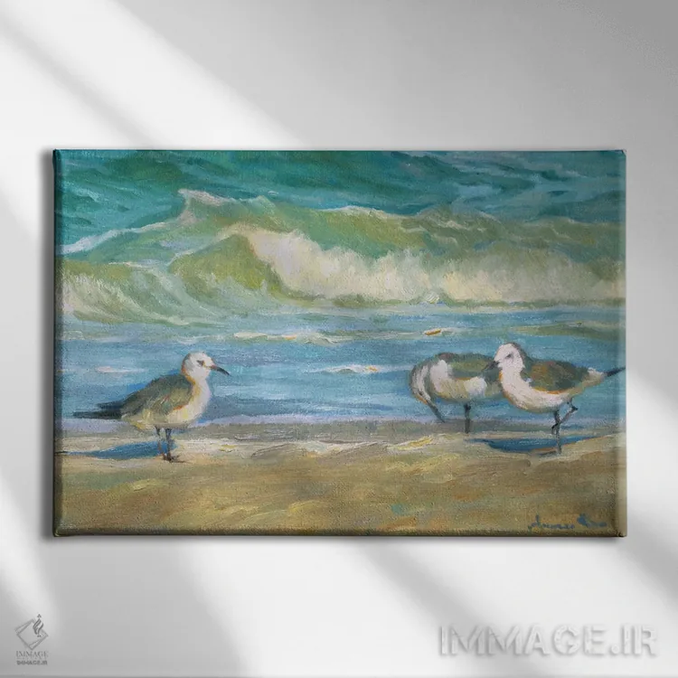 تابلو ملاقات ساحلی اثر آرونا رائو - نمای روبهرو روی دیوار