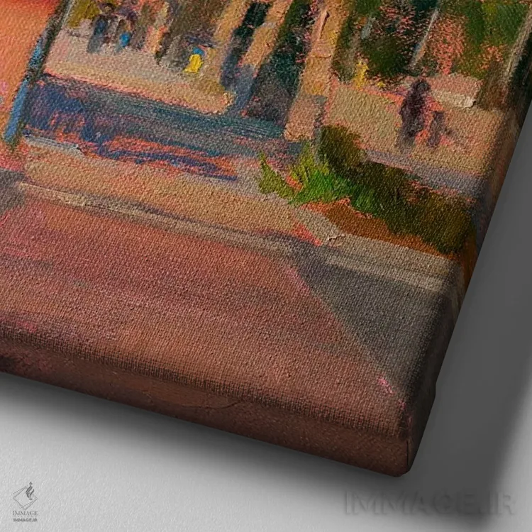 تابلو قدمزدن آفتابی اثر آرونا رائو - نمای نزدیک بافت بوم