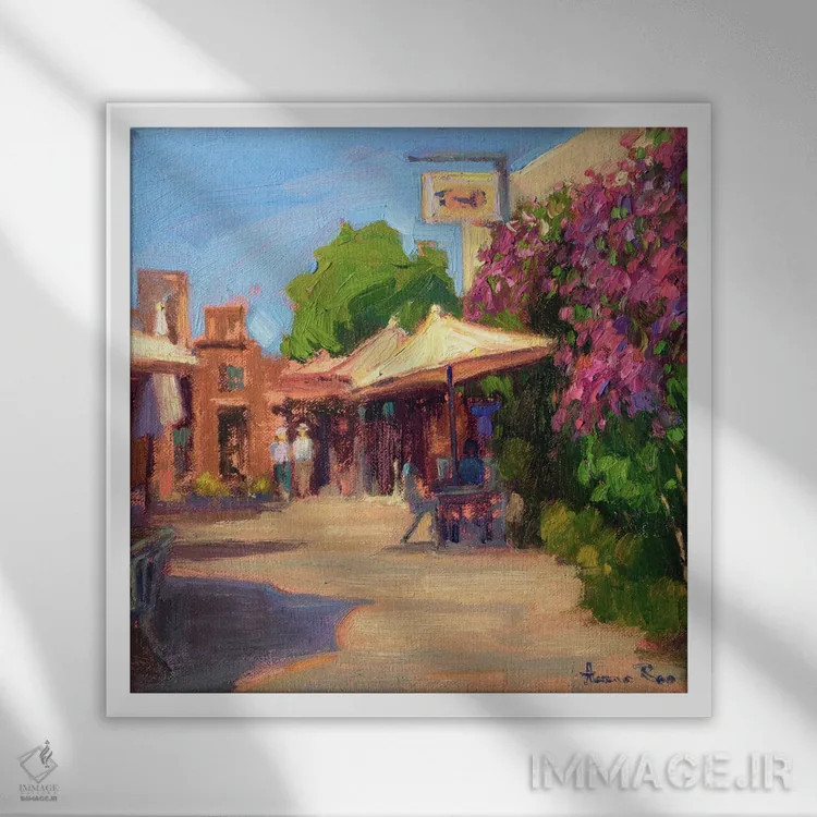 تابلو کافهٔ گل کاغذی اثر آرونا رائو - نمای قابدار سفید