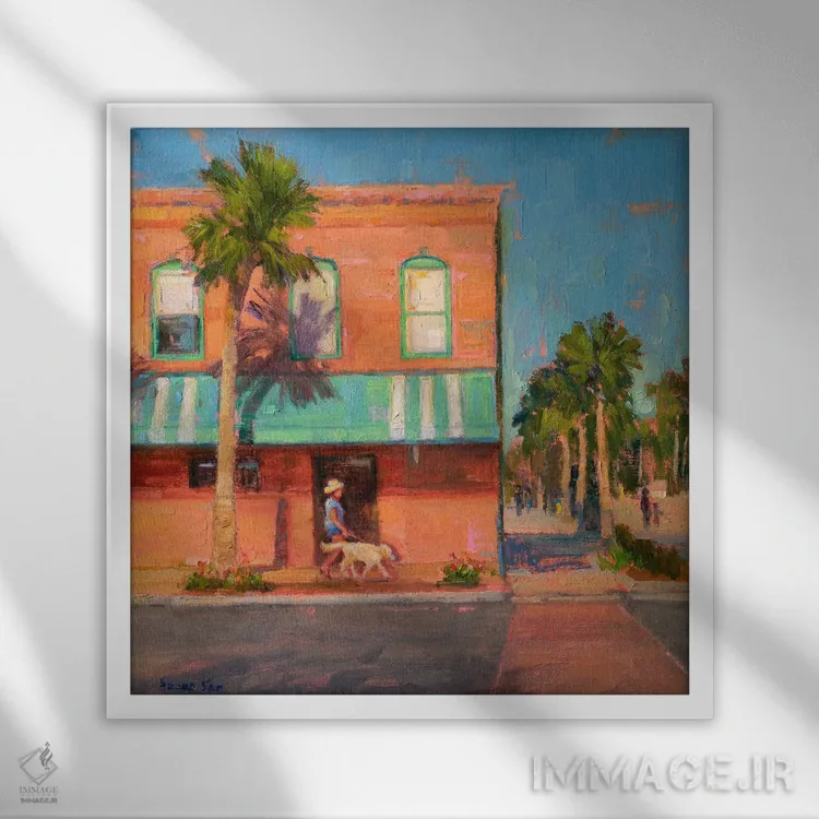 تابلو قدمزدن آفتابی اثر آرونا رائو - نمای قابدار سفید