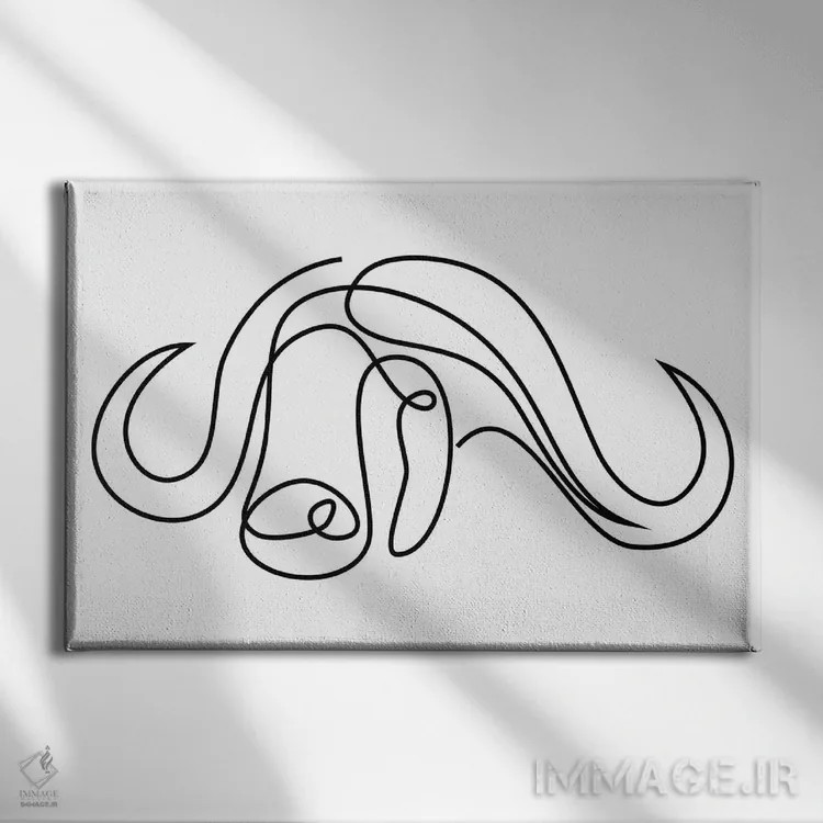 تابلو گاومیش تکخطی اثر ادیلوم - نمای روبهرو روی دیوار