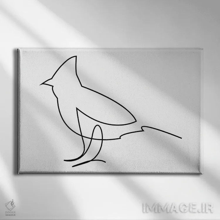 تابلو پرنده تکخطی اثر ادیلوم - نمای روبهرو روی دیوار