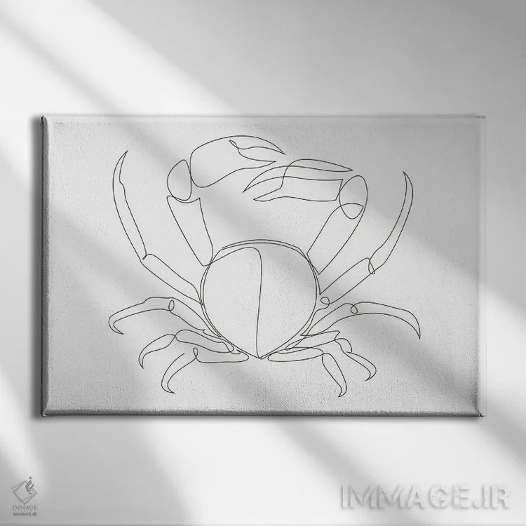 تابلو خرچنگ تکخطی اثر ادیلوم - نمای روبهرو روی دیوار